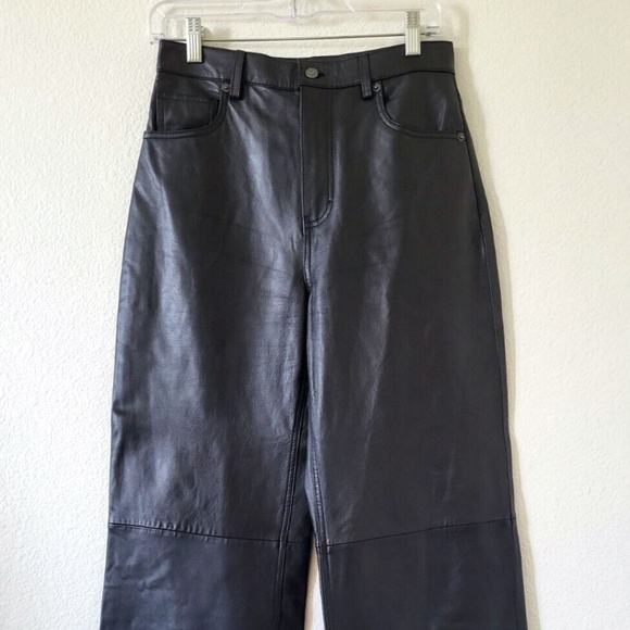 Reformation x Veda Black Kennedy Wide Leg Leather Pants - Picture 6 of 11